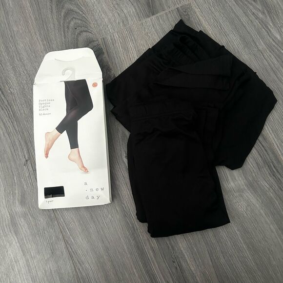 A New Day Black Footless Leggings 3 pairs - Picture 1 of 2